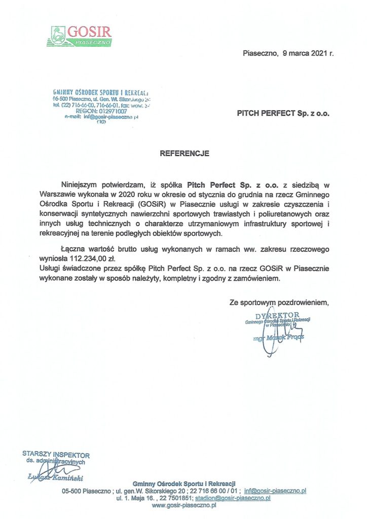 Referencje GOSiR w Piasecznie