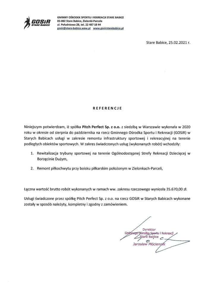 Referencje GOSiR w Starych Babicach